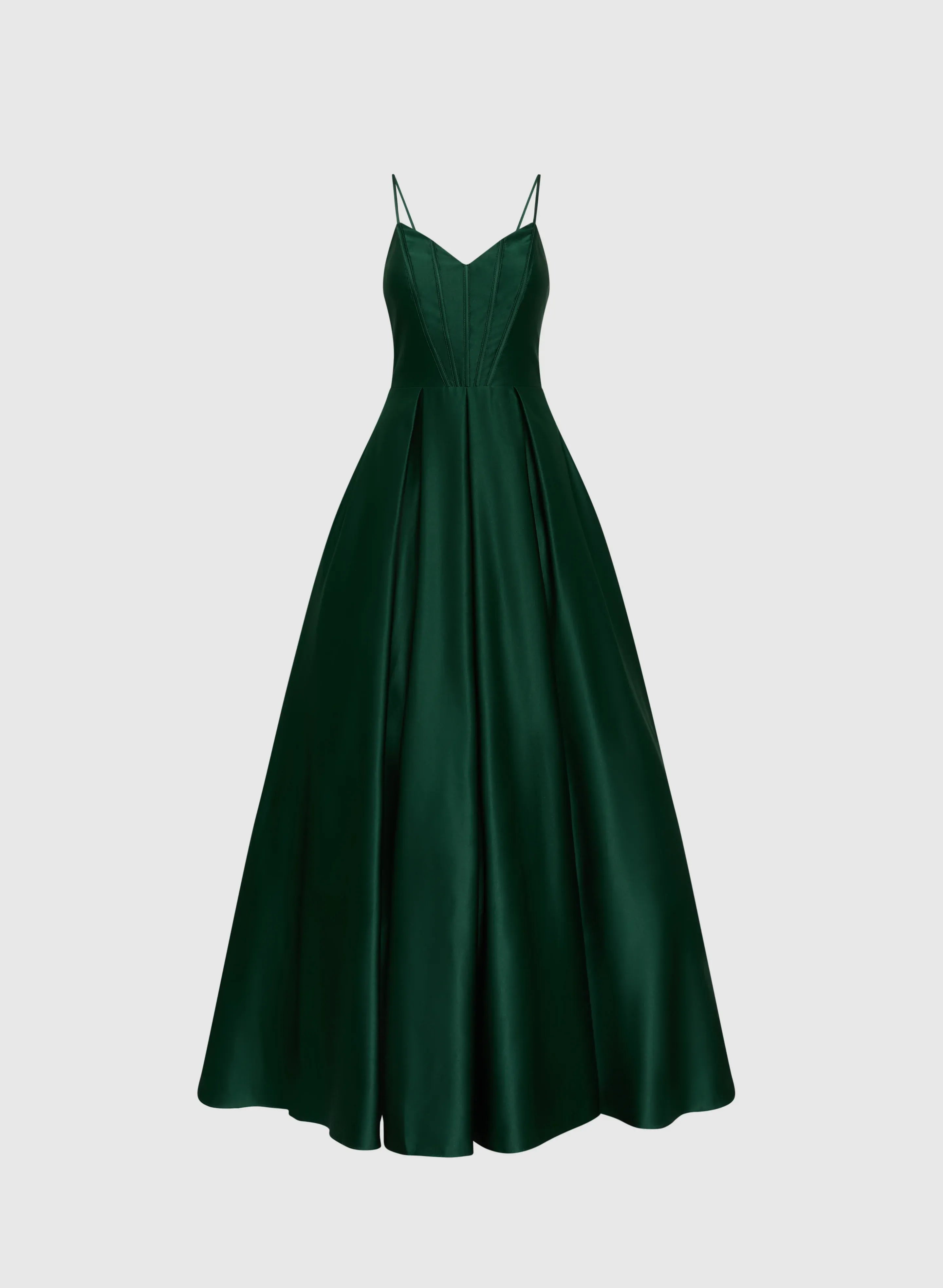 Classic A-Line Spaghetti Straps Sleeveless Satin Floor-Length Prom Dress